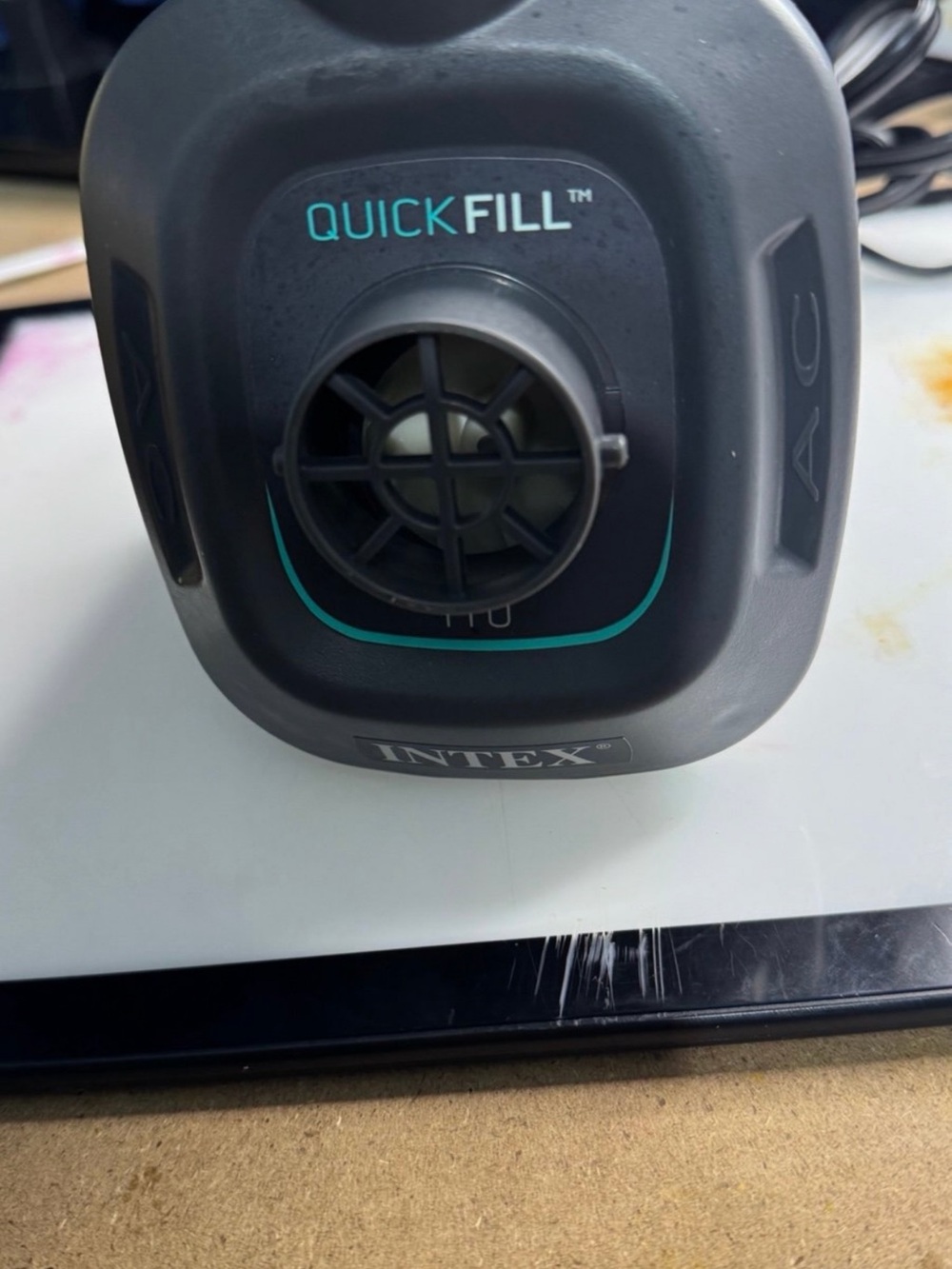 Intex QUICKFILL Electric Air Pump - Dark Gray with Teal Accents
